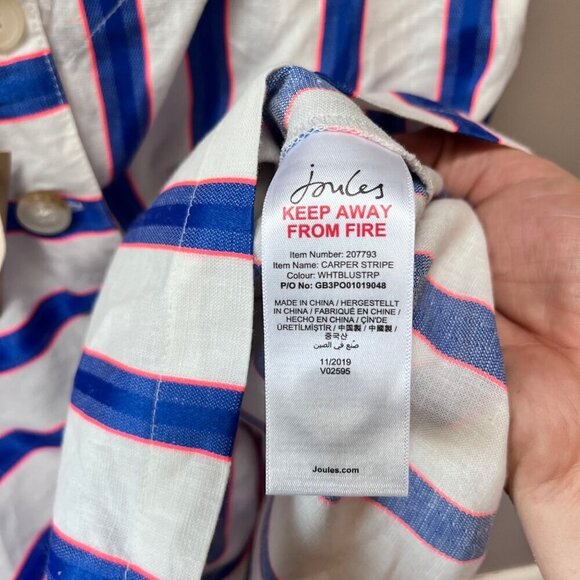 NEW Joules‎ Womens Carper Stripe Tank Top Blouse Button Front- Sz. 10 - Picture 7 of 7